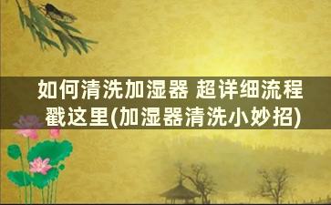 如何清洗加湿器 超详细流程戳这里(加湿器清洗小妙招)